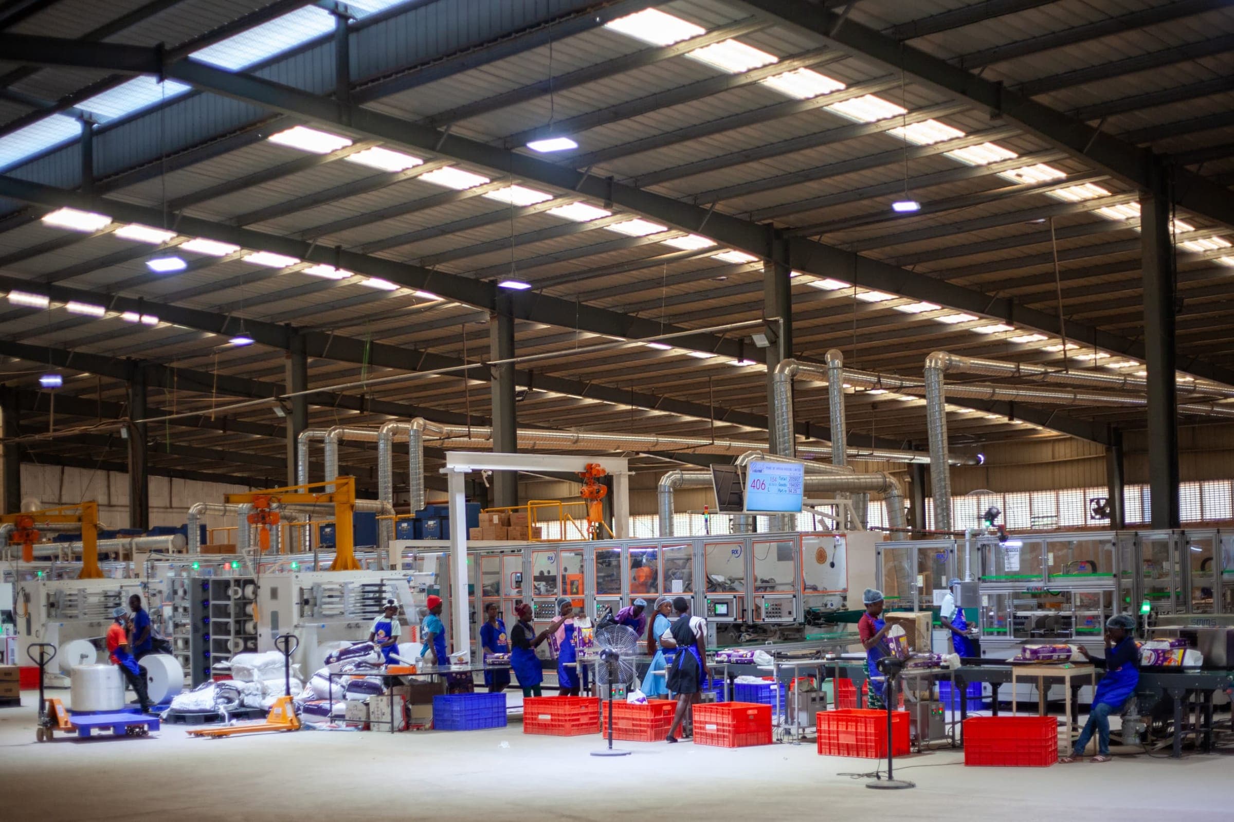 The production floor at MMP Industrial Park, with staff working along the line